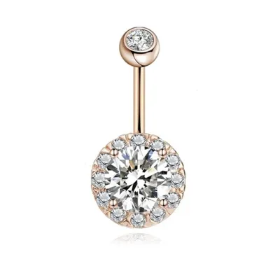 Preprost piercing za popek rose barve 